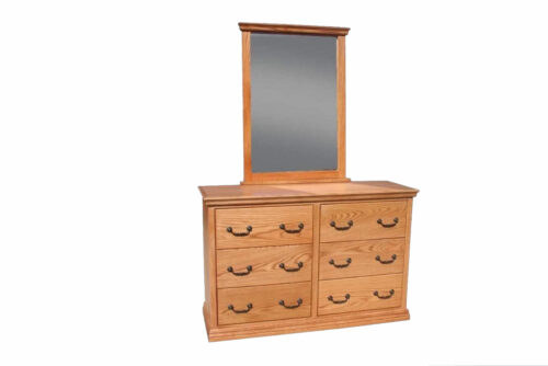 Traditional T311Youth 6-Drawer Bedroom Dresser with mirror shown in Oak