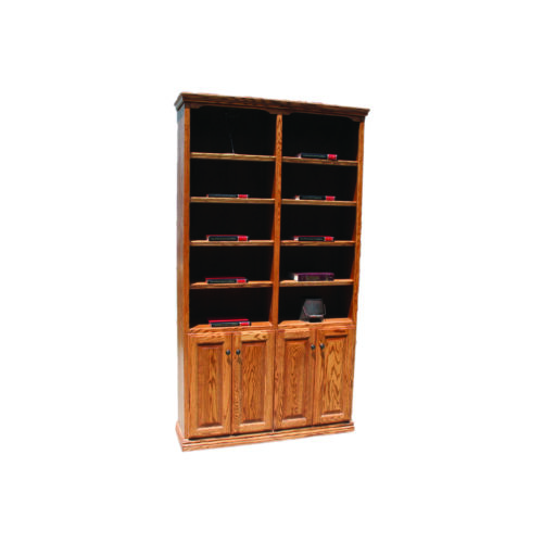 Traditional BK6 48"W 4-Door Library Bookcase with open shelves