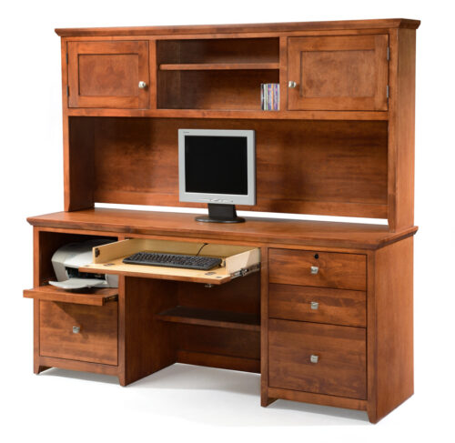 Traditional T654 72"W Desk & Hutch with Pedestal Configuration Option P shown in a Shaker style