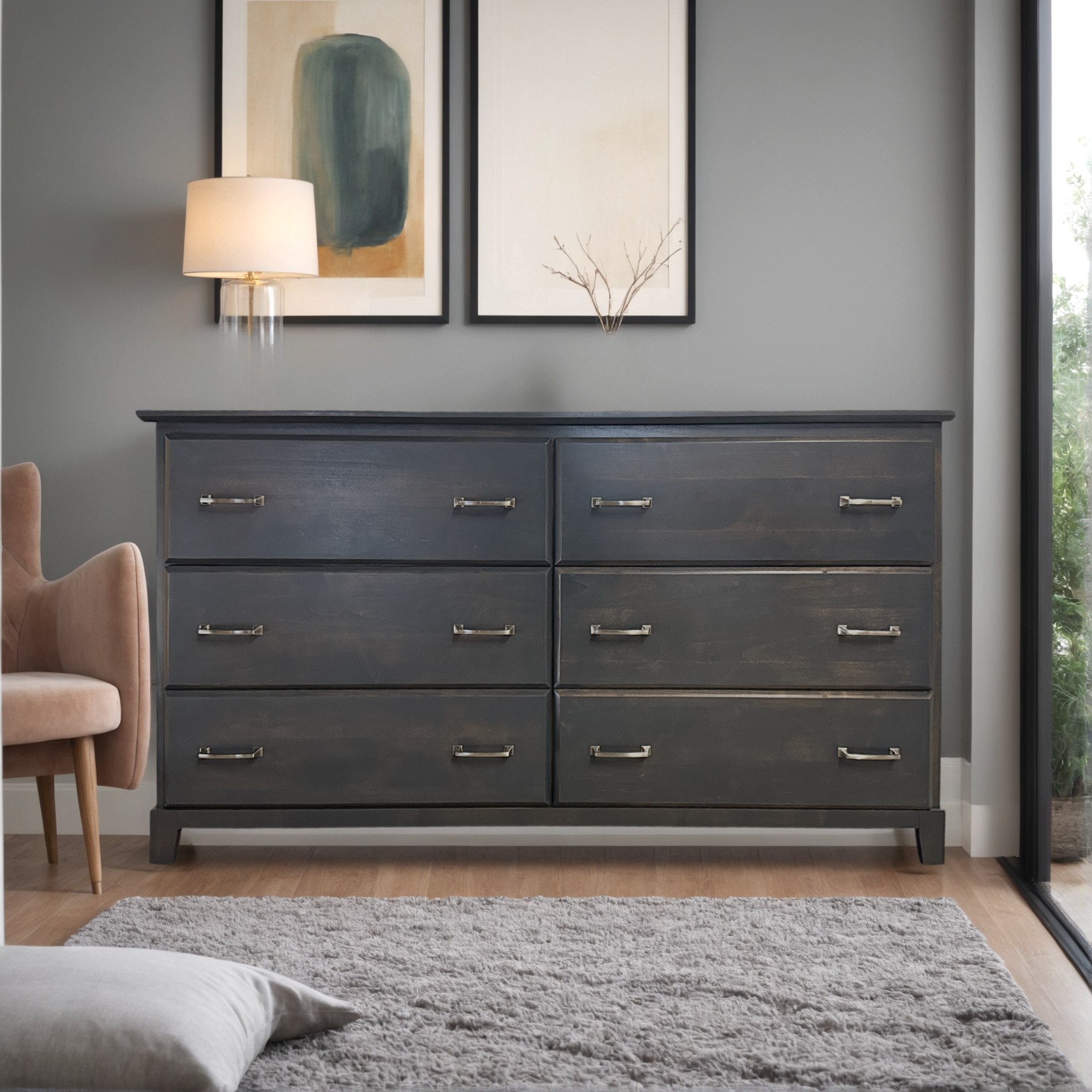 6 Drawer Dresser W/Solid Top & Solid Fronts.